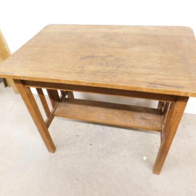 Antique Oak Mission Arts and Crafts Desk Table
