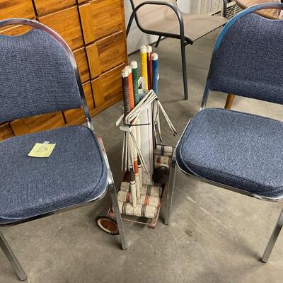 D23- Pair of chairs and vintage croquet set