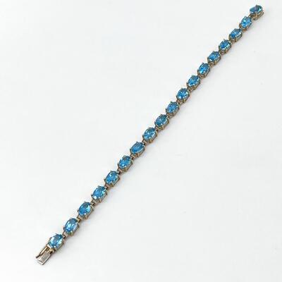 10K YG ~ 7” Blue Topaz Bracelet