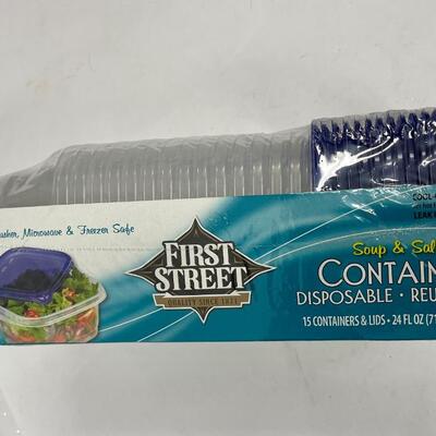 New Unopened First Street Soup & Salad Disposable Reusable Containers Pack of 15