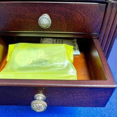 Bombay Company Tabletop Wood Three Drawer Sewing Storage Kit Trinket Box