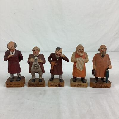 984  Five Jaschke Pretzl 1950 German Handmade Carvings Professor/Working Series