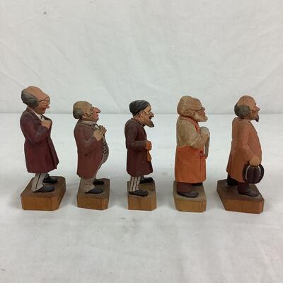 984  Five Jaschke Pretzl 1950 German Handmade Carvings Professor/Working Series