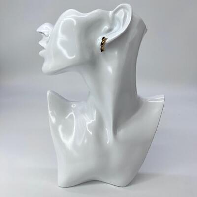 14K YG ~ Onyx 3 Stone Earrings