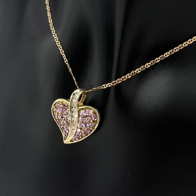 14K YG ~ Pink Tourmaline Heart Pendant