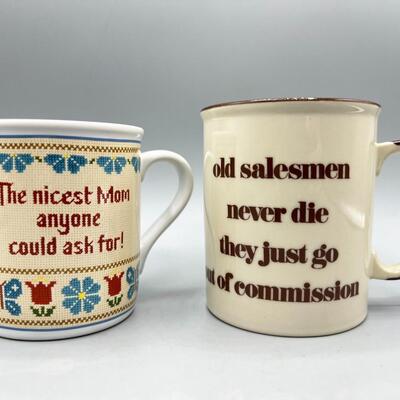 Pair of Vintage Retro Novelty Coffee Mugs Cups