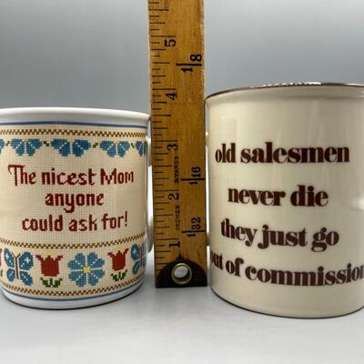 Pair of Vintage Retro Novelty Coffee Mugs Cups