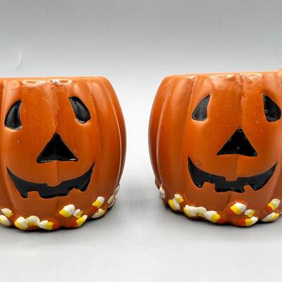 Seasonal Halloween Jack oâ€™ Lantern Pumpkin Tea Light Candle Holders
