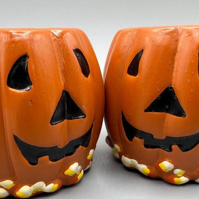Seasonal Halloween Jack oâ€™ Lantern Pumpkin Tea Light Candle Holders