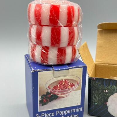 Seasonal Winter Christmas Holiday Candle Lot Peppermints and Snowballs