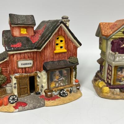 Seasonal Fall Autumn Miniature Town Village Set Lot