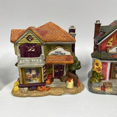 Seasonal Fall Autumn Miniature Town Village Set Lot