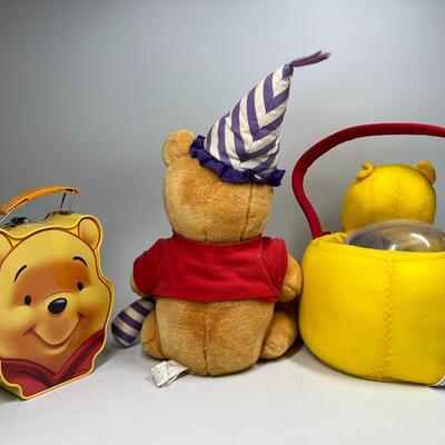 Disney Winnie the Pooh Tin Plush Basket Lot