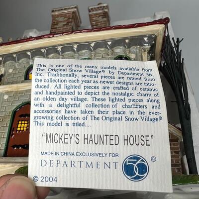 Disney Dept 56 Snow Village Mickey’s Haunted House Figurine Display