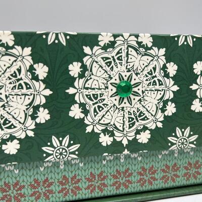 Decorative Green Plaid with Snowflakes Holiday Storage Box
