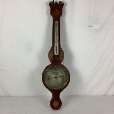 990 19th Century Antique Mahogany Cased Wheel Barometer & Thermometer by J. Schalfino