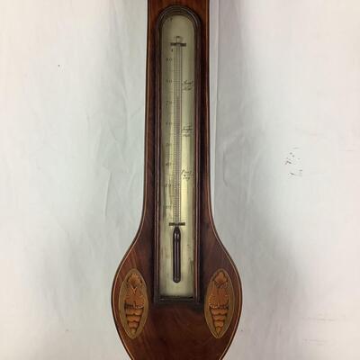 990 19th Century Antique Mahogany Cased Wheel Barometer & Thermometer by J. Schalfino