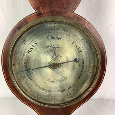 990 19th Century Antique Mahogany Cased Wheel Barometer & Thermometer by J. Schalfino