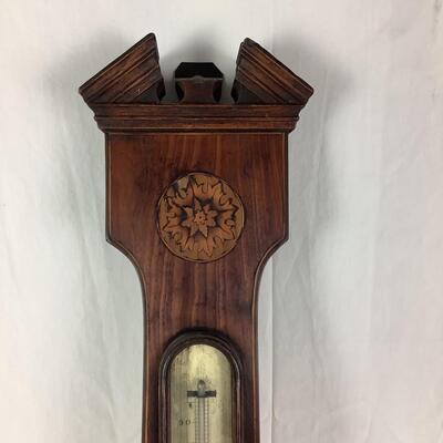 990 19th Century Antique Mahogany Cased Wheel Barometer & Thermometer by J. Schalfino