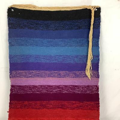 994 Hand Woven Mid-Century Rainbow Color Pattern Wall Tapestry