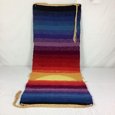 994 Hand Woven Mid-Century Rainbow Color Pattern Wall Tapestry