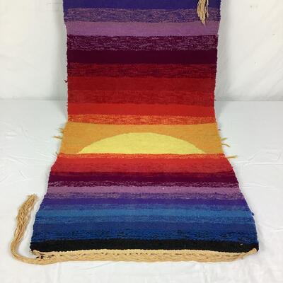 994 Hand Woven Mid-Century Rainbow Color Pattern Wall Tapestry