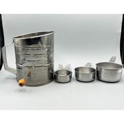 Metal Sifter and Measuring Cup Set