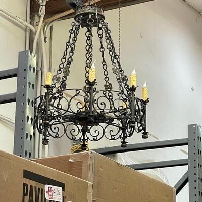 Wrought Iron Hanging Chandelier - Spanish Colonial Style