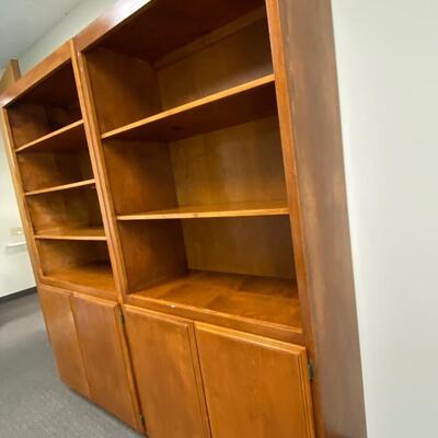 Pair of Large Wood Bookshelf Cabinets