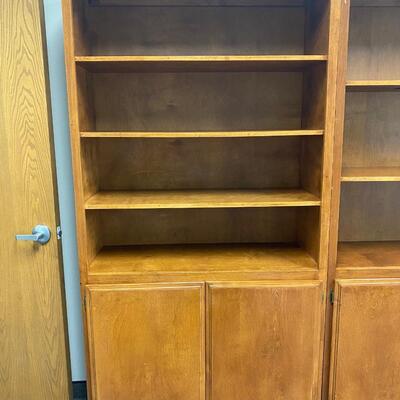 Pair of Large Wood Bookshelf Cabinets