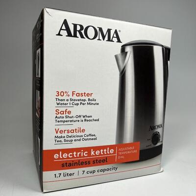 Aroma Stainless Steel Electric Kettle in Box