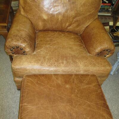 Leather Armchair & Ottoman