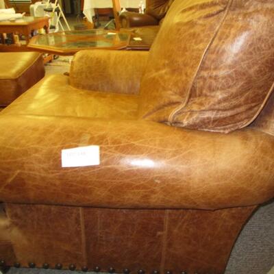 Leather Armchair & Ottoman