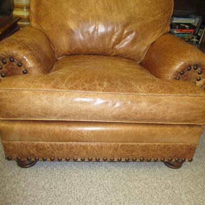 Leather Armchair & Ottoman