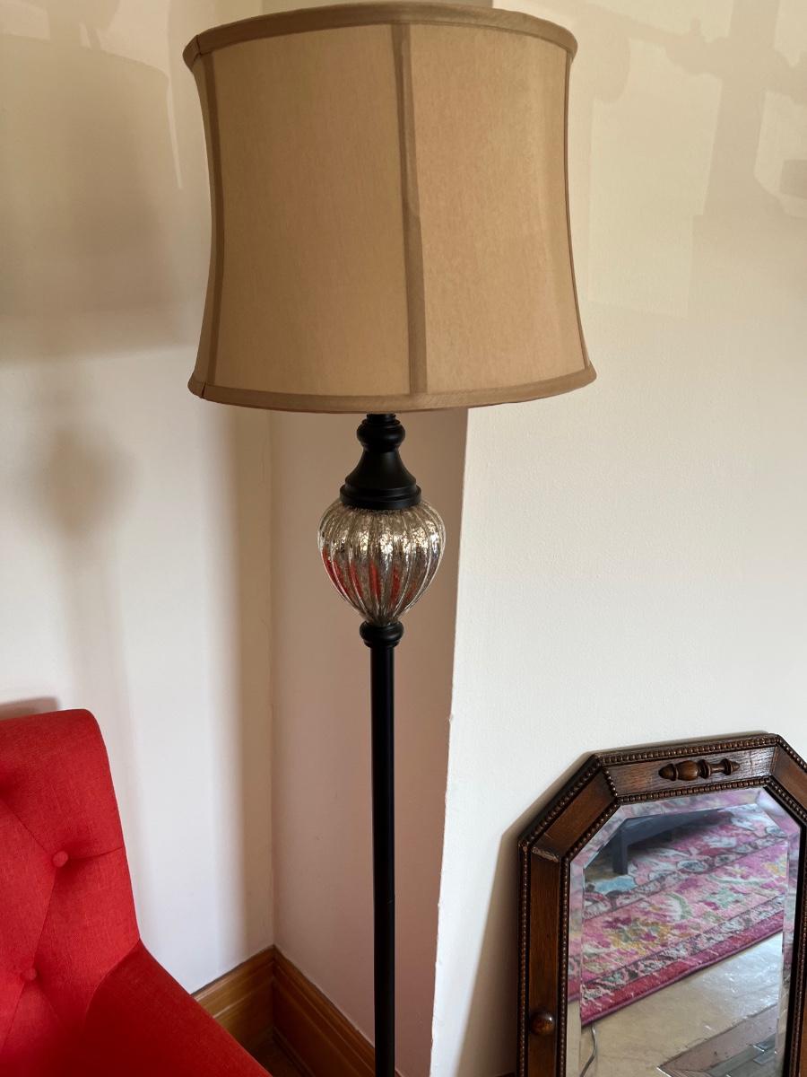 Floor Lamp with Faux Mercury Glass Accent with Shade