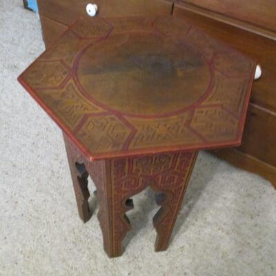 Red & Black Etched Side Table