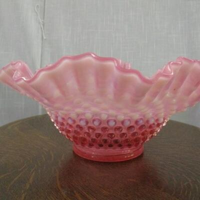 Cranberry Hobnail Candy Dish
