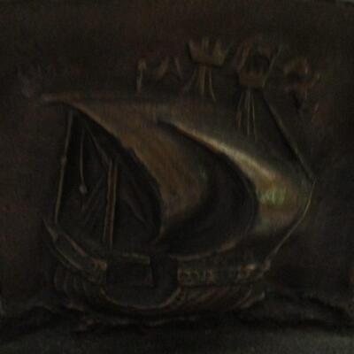Vintage Bronze D.A.L. Sailing Ship Bookends