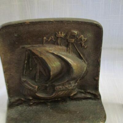 Vintage Bronze D.A.L. Sailing Ship Bookends