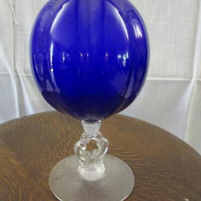 Cambridge Glass Cobalt Blue Keyhole Ivy Ball
