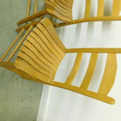 Pair of Shaker Wood Slat Seat Chairs Choice A