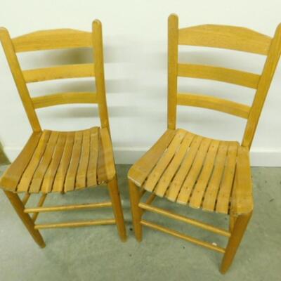 Pair of Shaker Wood Slat Seat Chairs Choice B