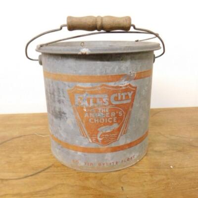Vintage Falls City Galvanized Bait Bucket