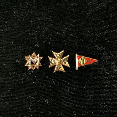 1007 Set of Three Antique 10kt and 14kt Lapel Pins