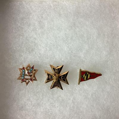 1007 Set of Three Antique 10kt and 14kt Lapel Pins