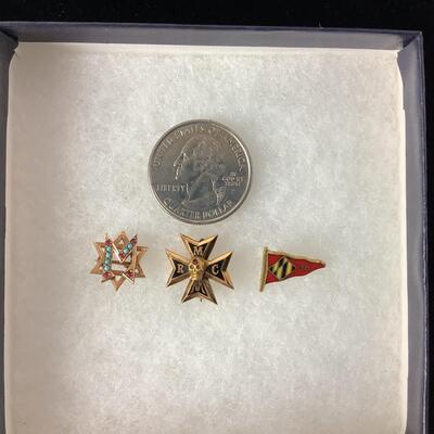 1007 Set of Three Antique 10kt and 14kt Lapel Pins