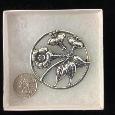 1009 Vintage Large Danecraft Sterling Flower Pin