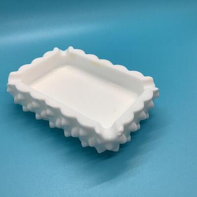 Milk glass hobnailashtray