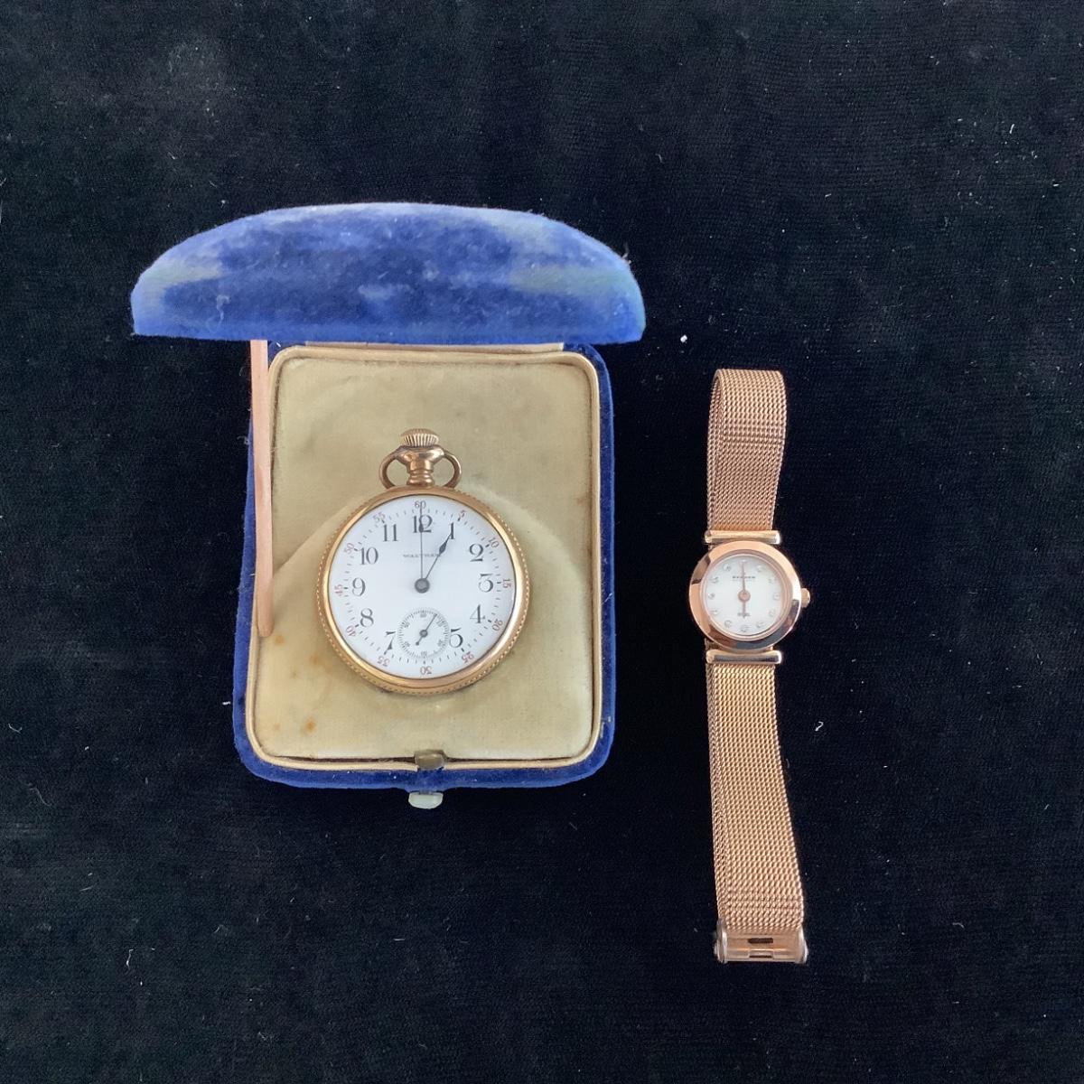 1016 Antique Gold Plated Ladies Waltham Pocket Watch & SKAGEN Denmark