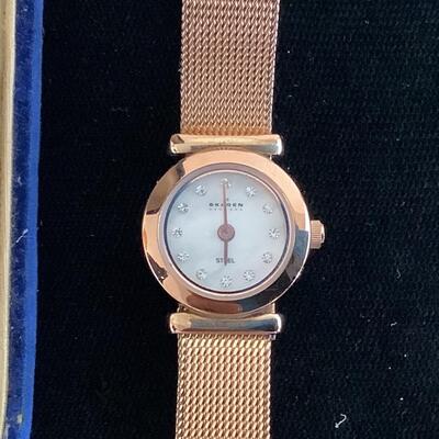 1016 Antique Gold Plated Ladies Waltham Pocket Watch & SKAGEN Denmark Watch